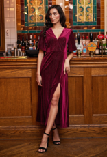 Angel Eye Dover Velvet Shimmer Dress in Burgundy