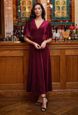 Angel Eye Dover Velvet Shimmer Dress in Burgundy