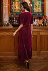 Angel Eye Dover Velvet Shimmer Dress in Burgundy