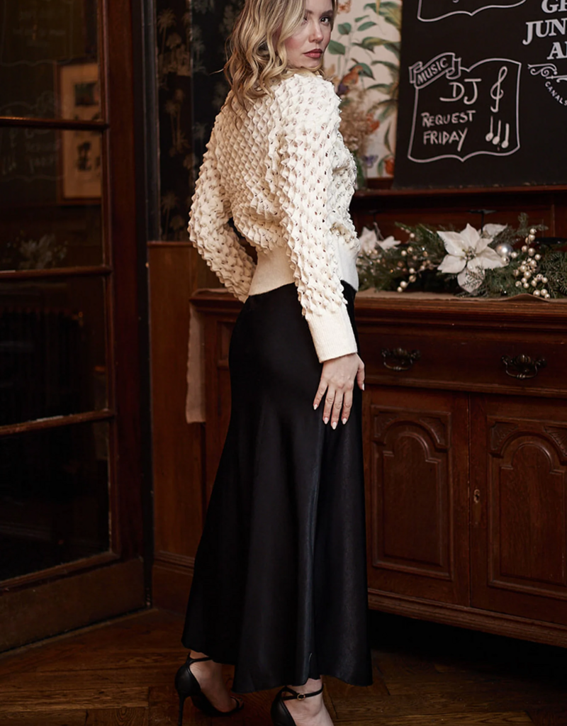 Angel Eye Derby Satin Skirt in Black