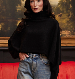 Angel Eye Derby Cropped Turtleneck Sweater in Black