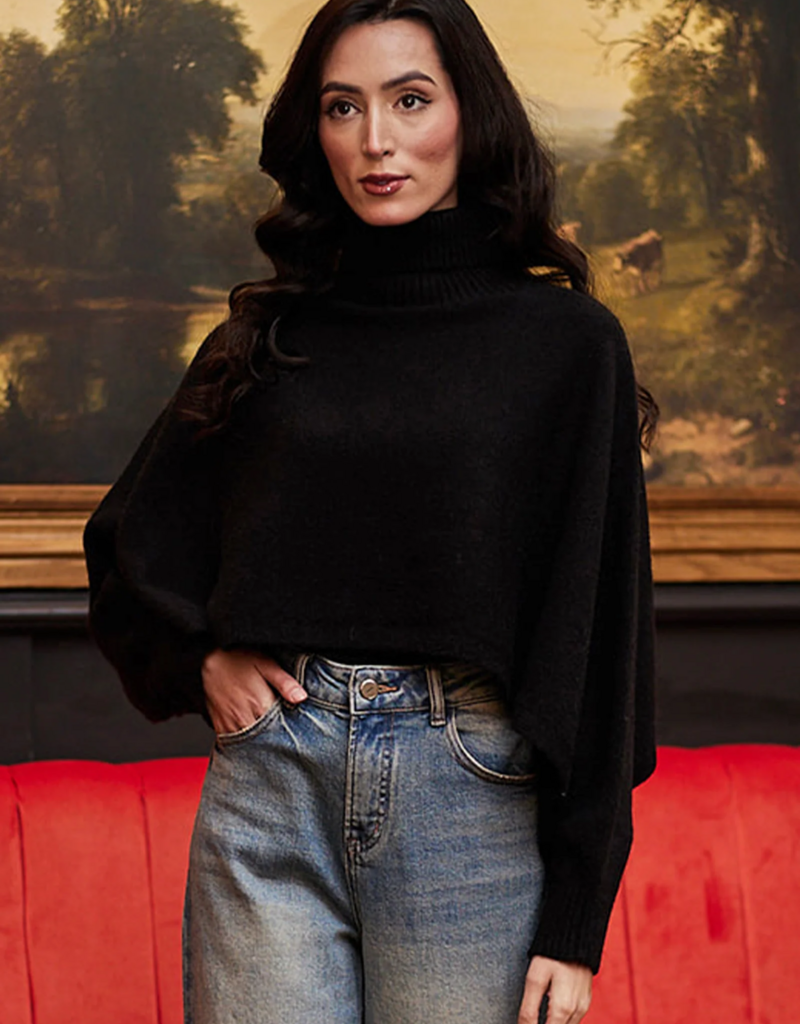 Angel Eye Solihull Cropped Turtleneck Sweater in Black