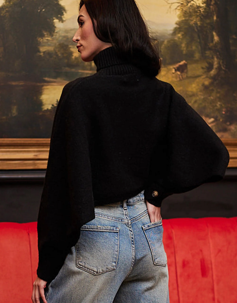 Angel Eye Derby Cropped Turtleneck Sweater in Black