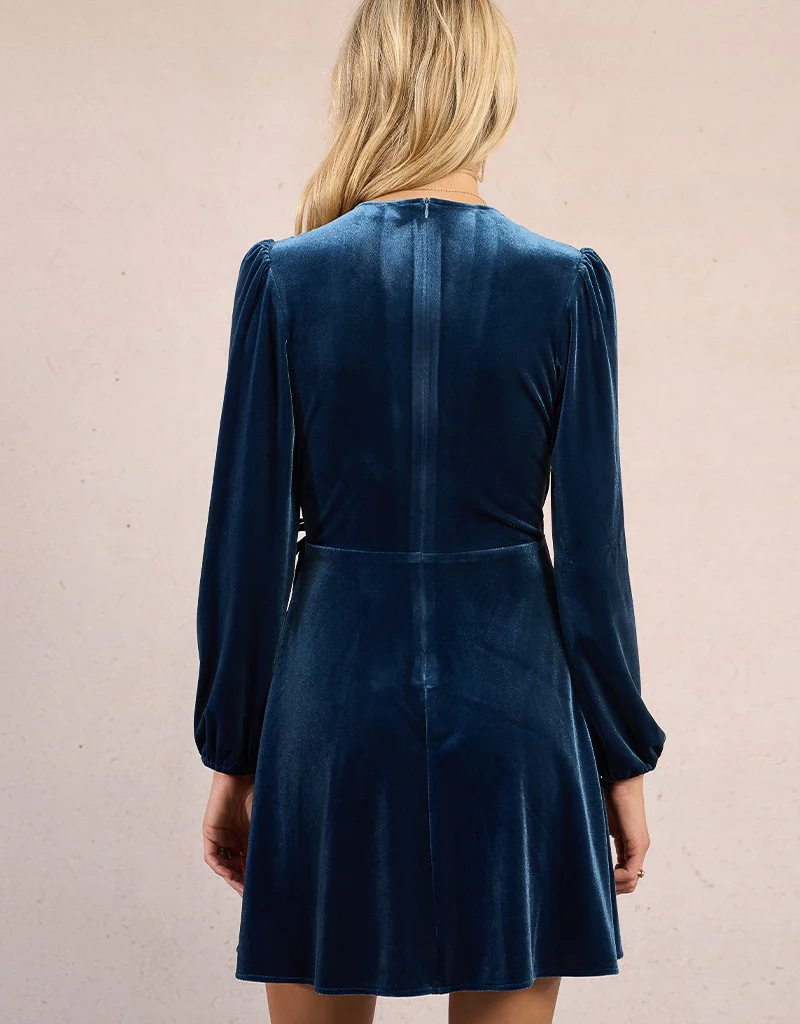 Molly Bracken Polina Velvet Mini Faux Wrap Dress