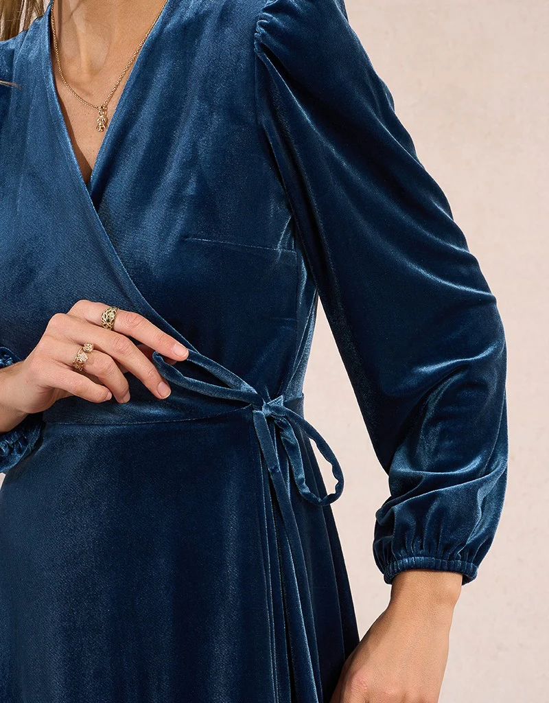 Molly Bracken Polina Velvet Mini Faux Wrap Dress