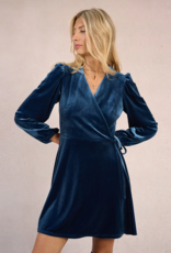 Molly Bracken Polina Velvet Mini Faux Wrap Dress