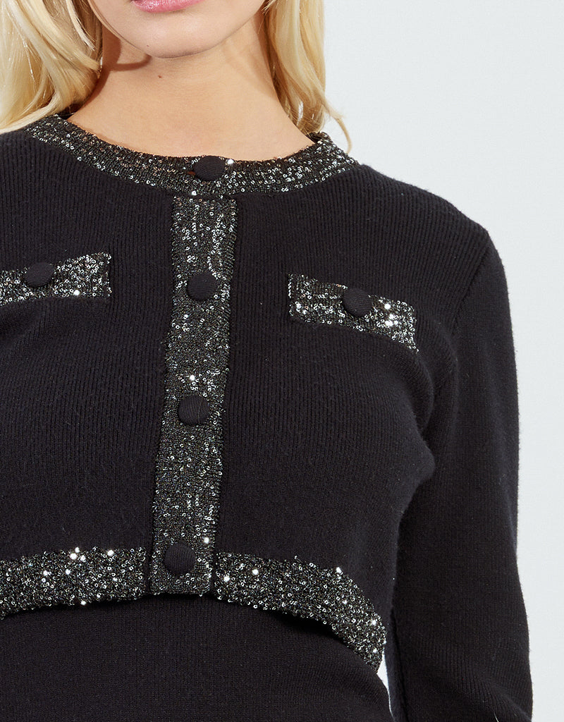 Molly Bracken Terra Knit Cardigan with Glitter Trim