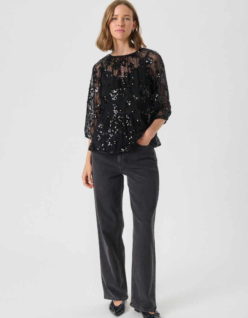 Part Two Vivan Blouse in Black Sequin