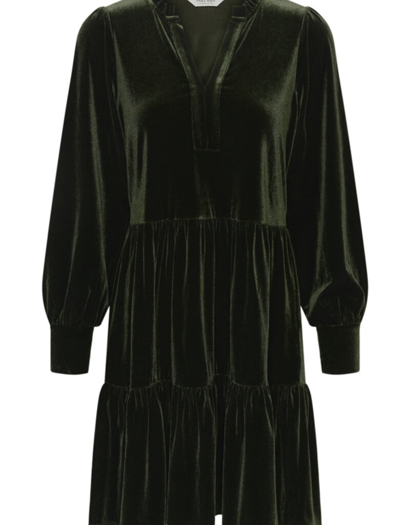 Part Two Viggase Velvet Dress in Rosin Green