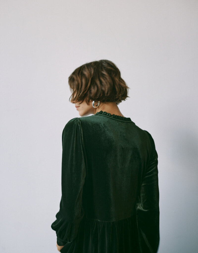 Part Two Viggase Velvet Dress in Rosin Green