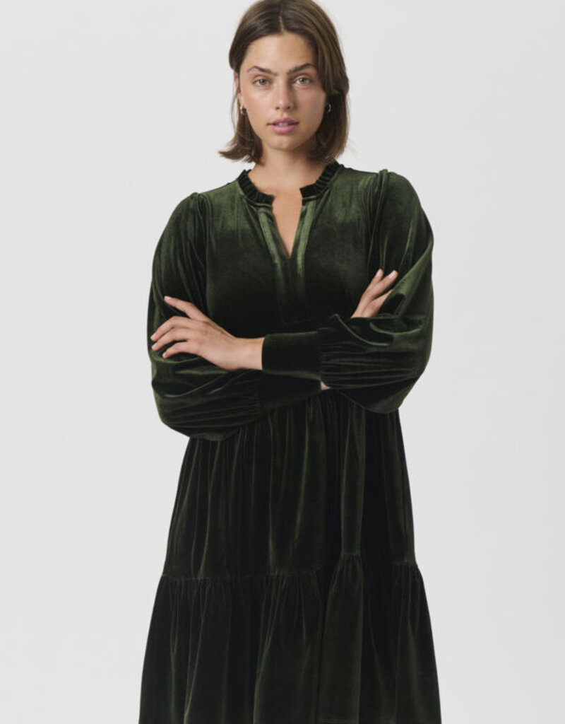 Part Two Viggase Velvet Dress in Rosin Green