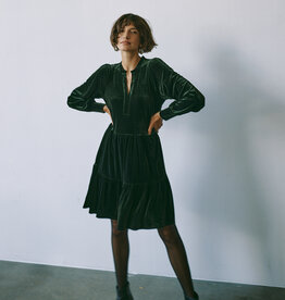 Part Two Viggase Velvet Dress in Dark Rosin Green