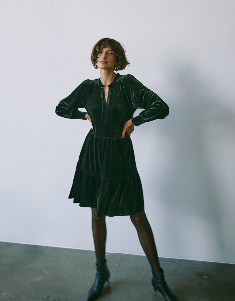 Part Two Viggase Velvet Dress in Rosin Green