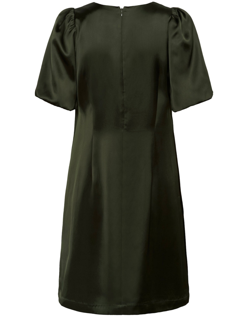 Part Two Ulva Satin Dress in Rosin Green
