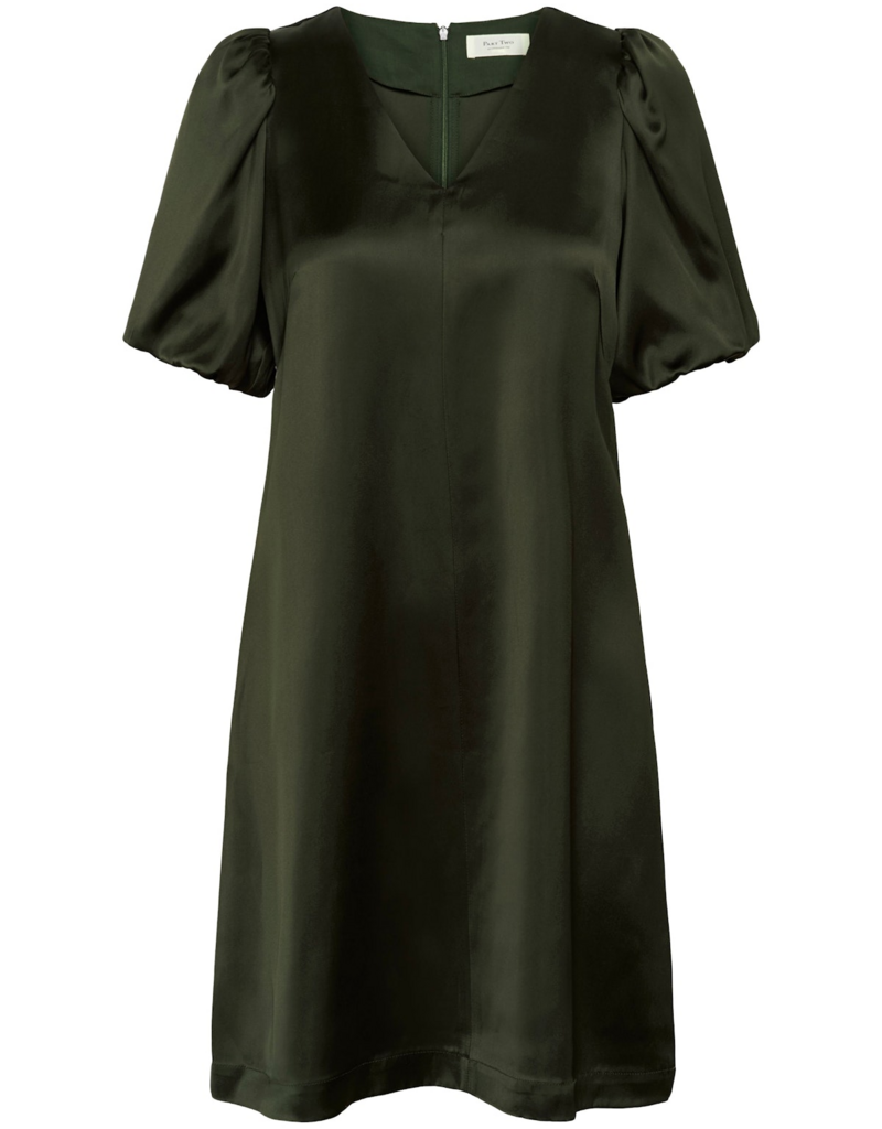 Part Two Ulva Satin Dress in Rosin Green