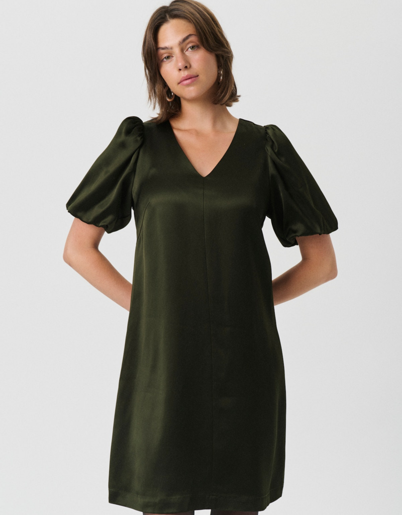 Part Two Ulva Satin Dress in Rosin Green