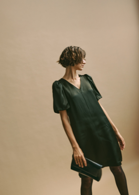 Part Two Ulva Satin Dress in Rosin Green