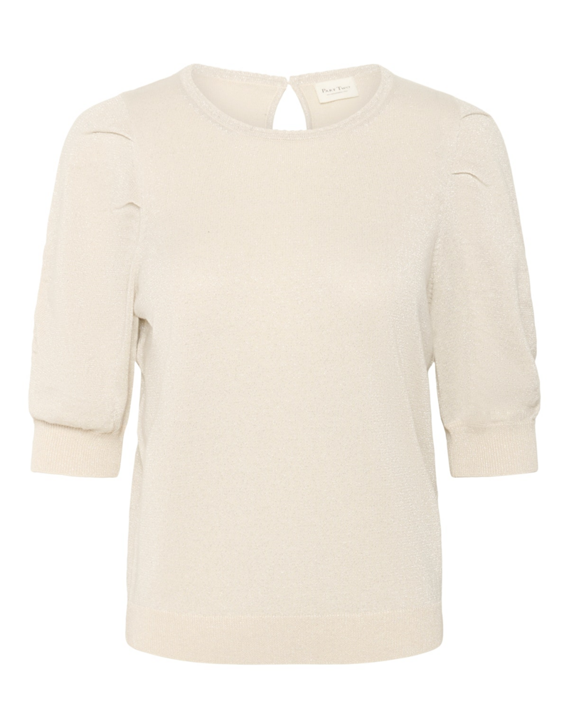 Part Two Varaia Sparkle Knit Pullover in Whitecap Grey