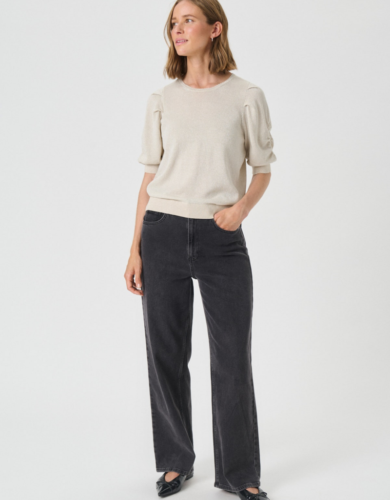 Part Two Varaia Sparkle Knit Pullover in Whitecap Grey