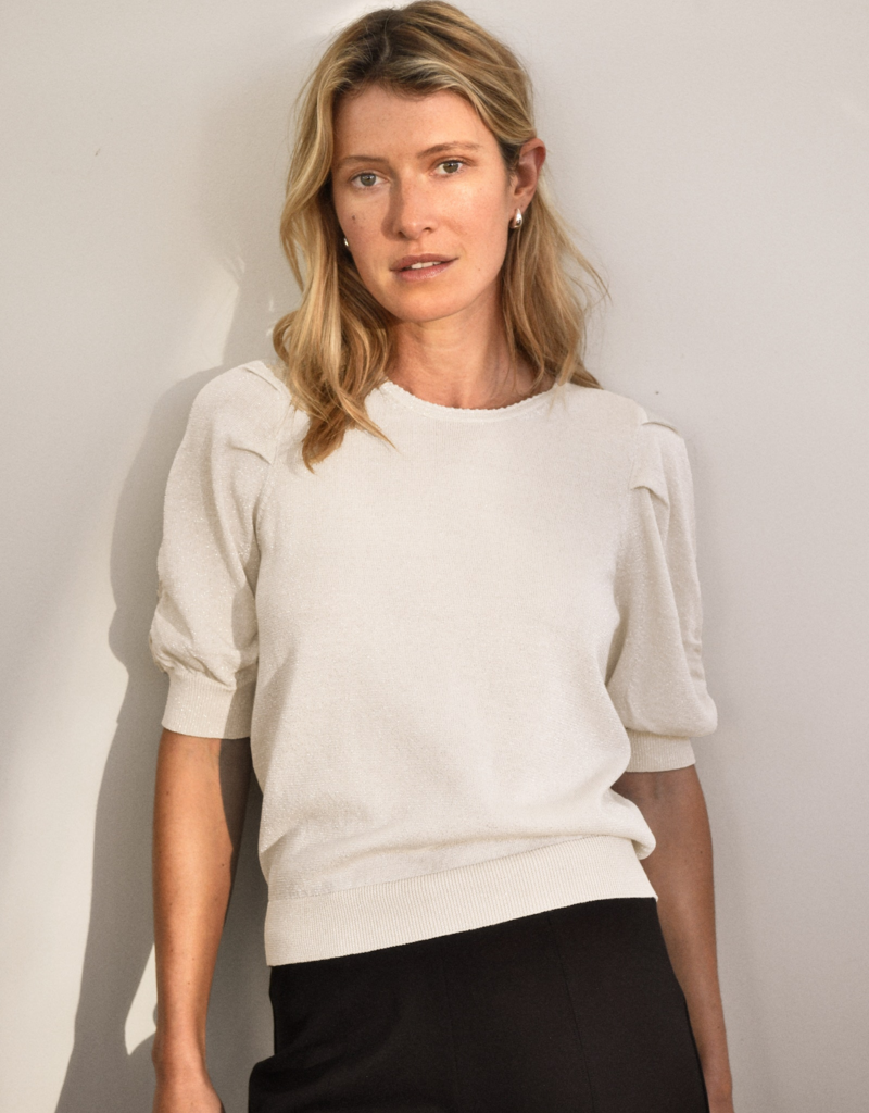 Part Two Varaia Sparkle Knit Pullover in Whitecap Grey