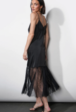 Greylin Freya Slip Dress w/ Sheer Godet Skirt in Black