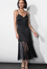 Greylin Freya Slip Dress w/ Sheer Godet Skirt in Black