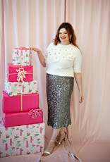 ASTRID Floral Short Sleeve Embellished Sweater (FINAL SALE)