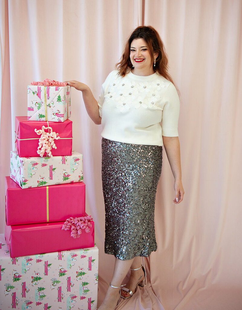 ASTRID Floral Short Sleeve Embellished Sweater (FINAL SALE)