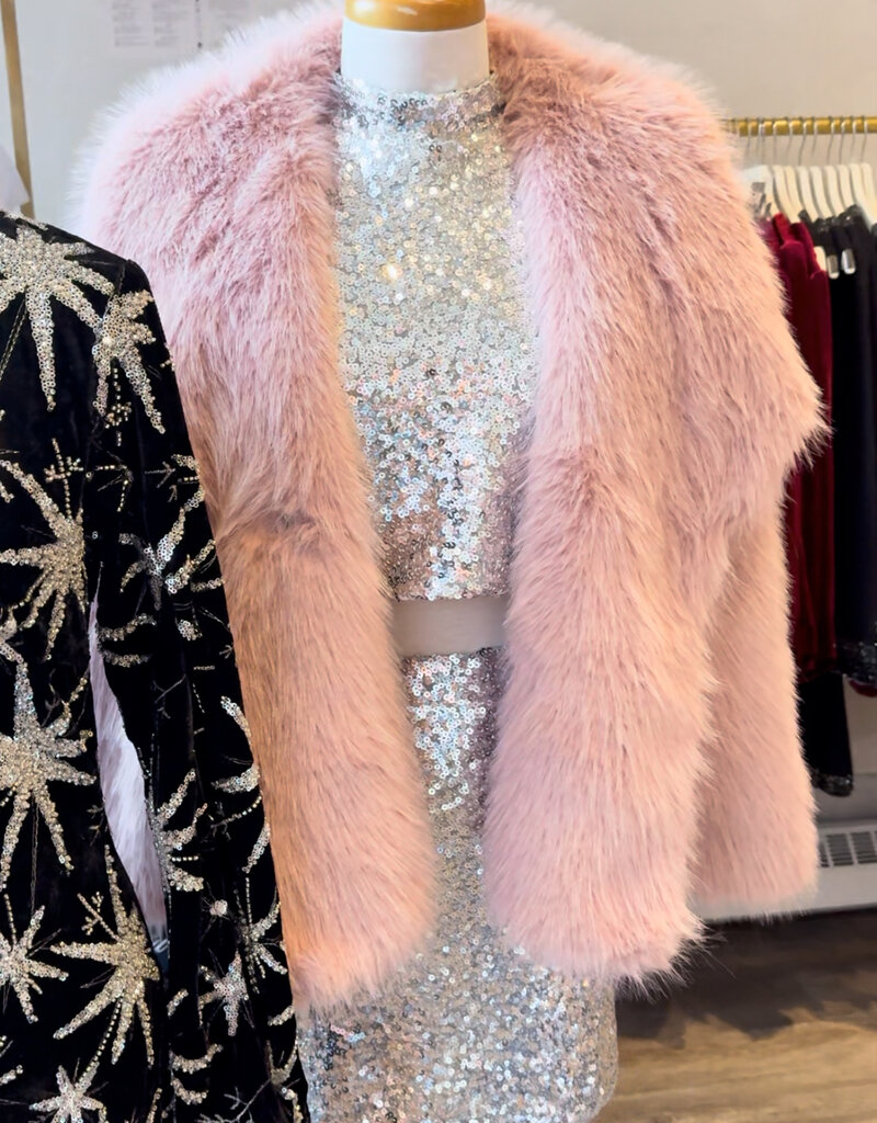 ASTRID Pink Furry Short Coat