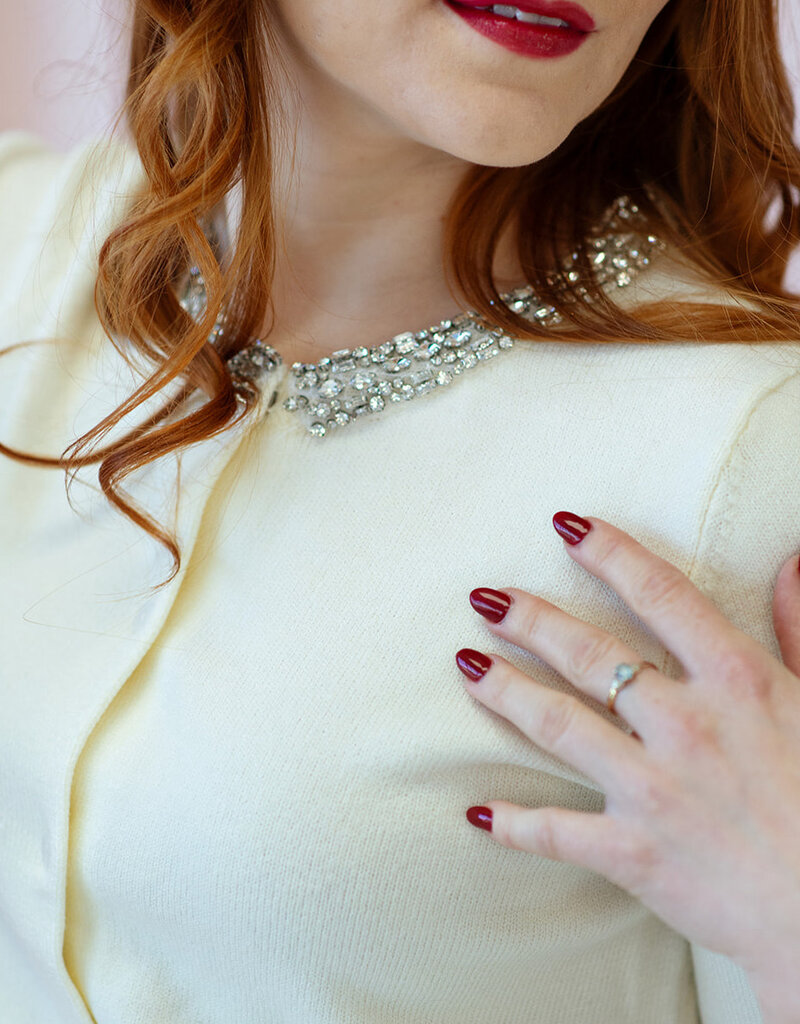 ASTRID Embellished Collar Cardigan in Cream
