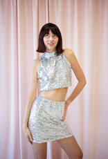ASTRID Pixie Silver Sequin Crop Tank