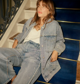 Cream Viv Pearl Deco Denim Jacket