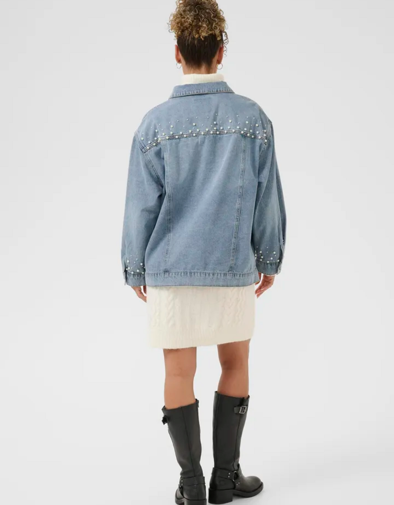 Cream Viv Pearl Deco Denim Jacket