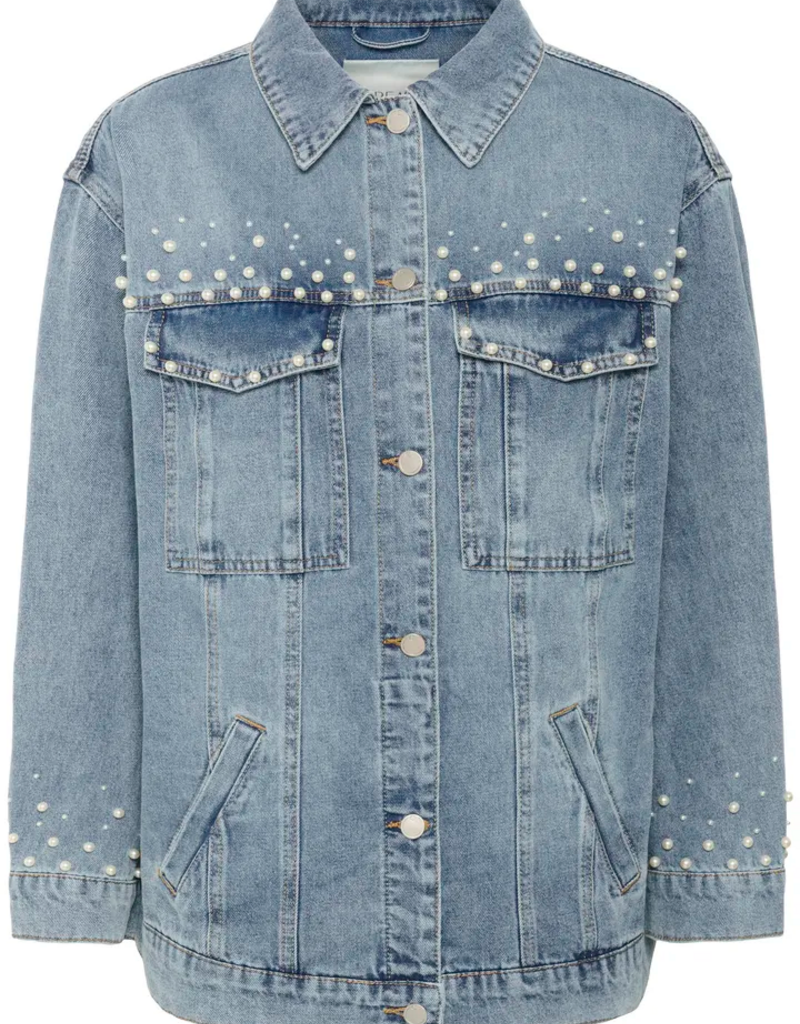 Cream Viv Pearl Deco Denim Jacket