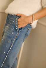 Cream Visti Straight Pearl Deco Denim Pant