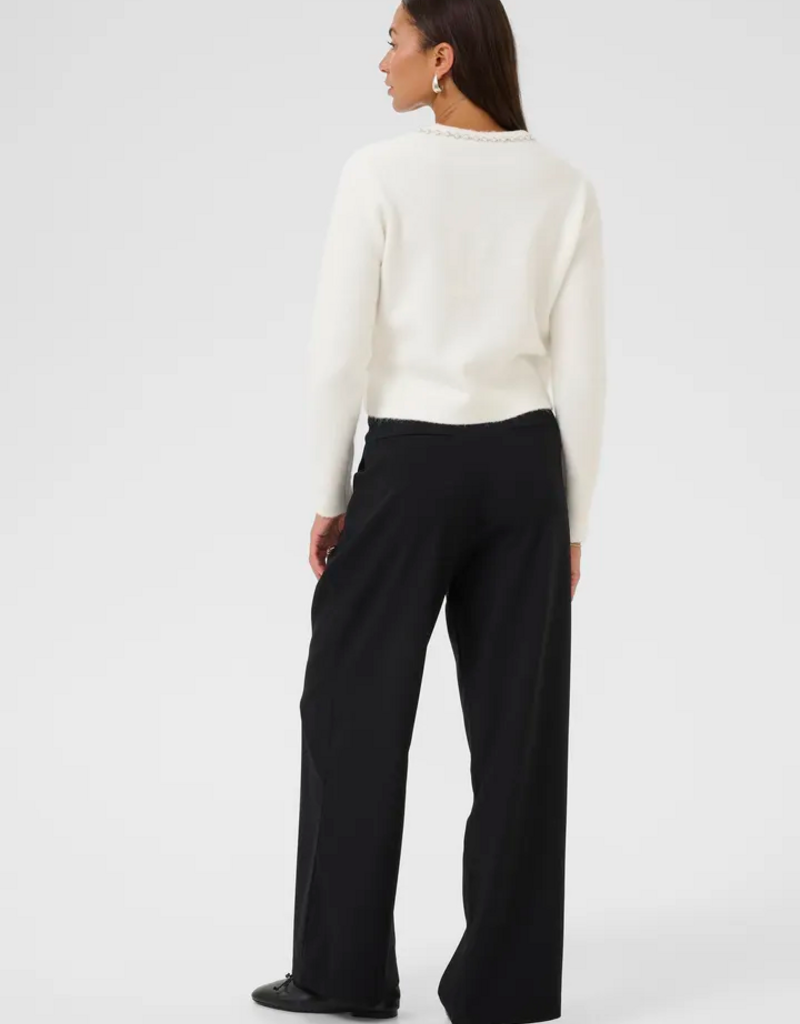 Kaffe Roxy Pearl Collar Cardigan in Chalk White