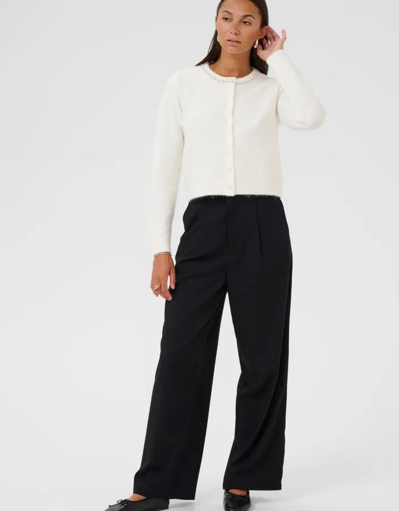 Kaffe Roxy Pearl Collar Cardigan in Chalk White