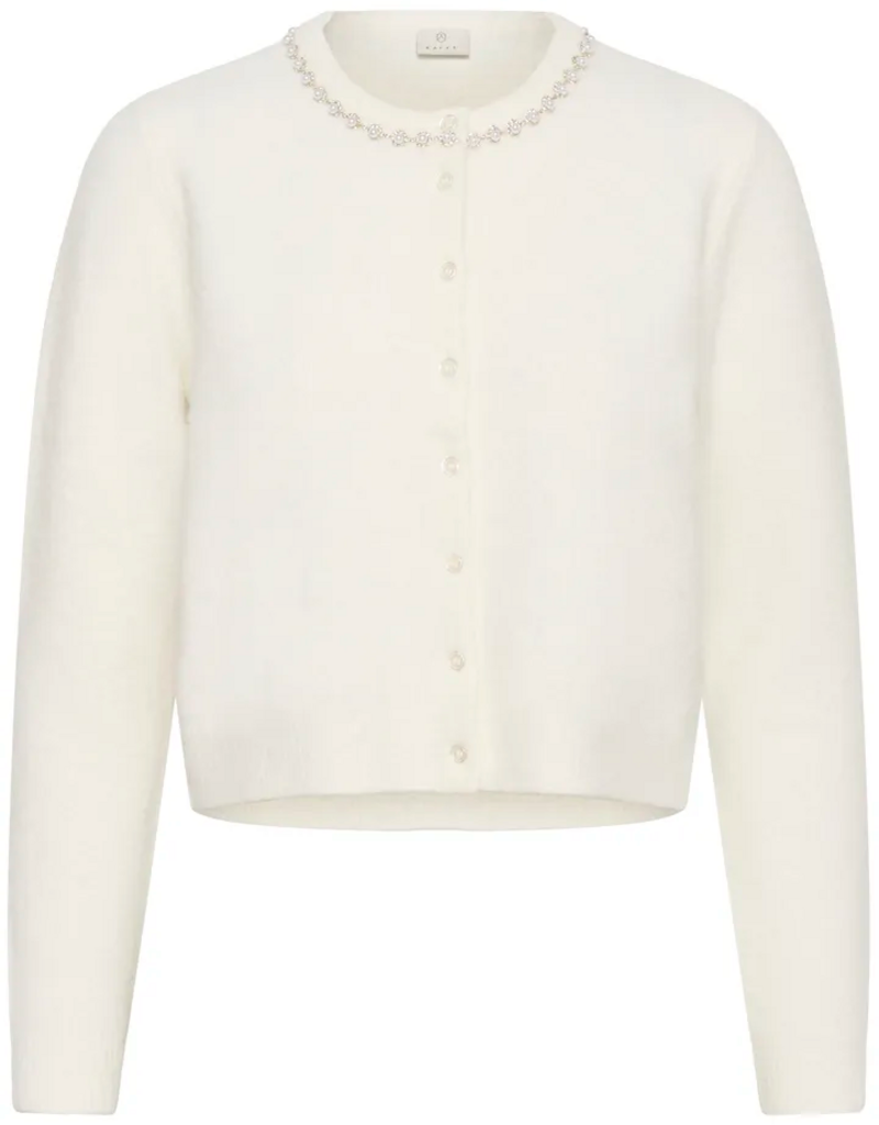 Kaffe Roxy Pearl Collar Cardigan in Chalk White