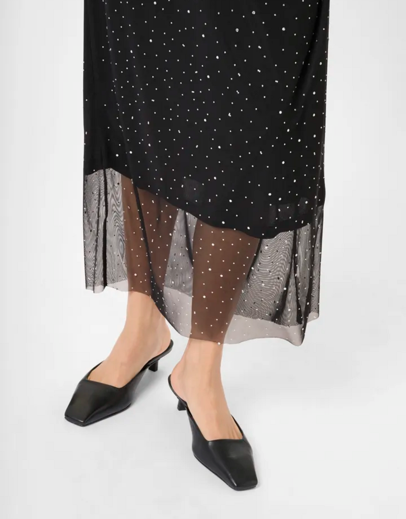 Kaffe Stinna Rhinestone Skirt in Black Deep
