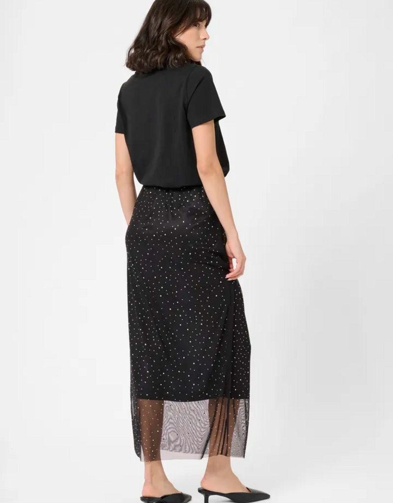 Kaffe Stinna Rhinestone Skirt in Black Deep