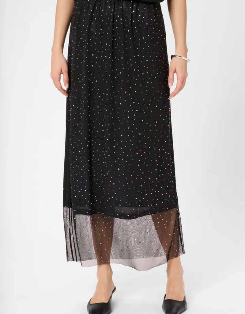 Kaffe Stinna Rhinestone Skirt in Black Deep