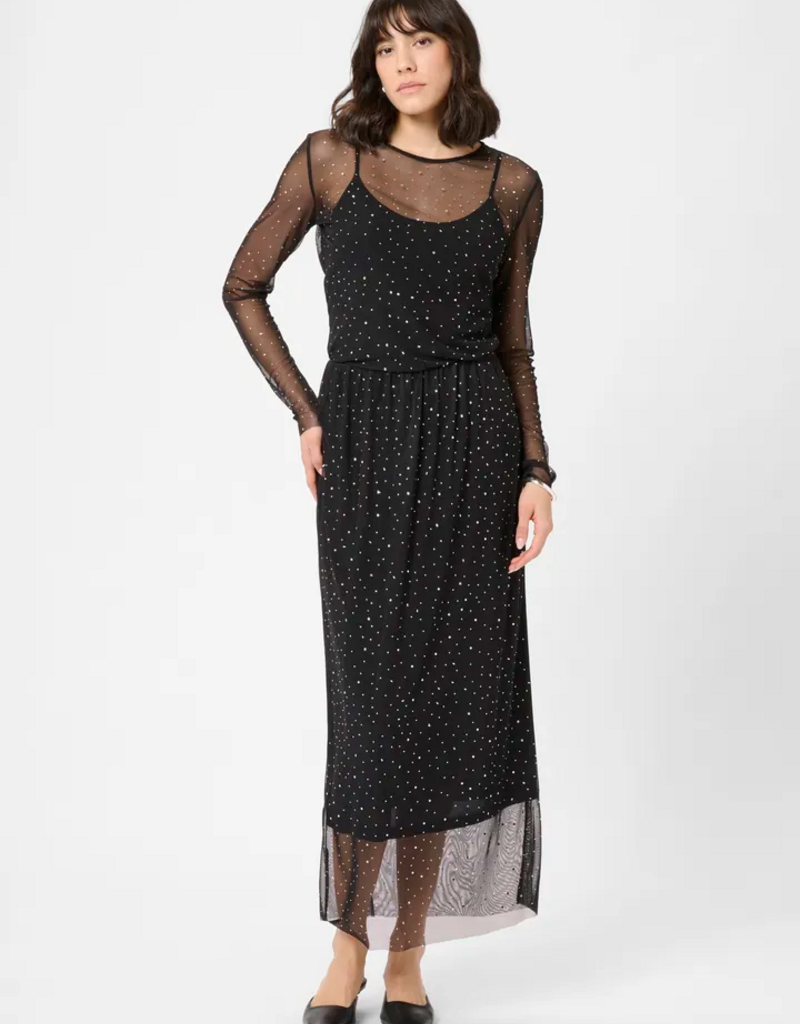 Kaffe Stinna Rhinestone Skirt in Black Deep