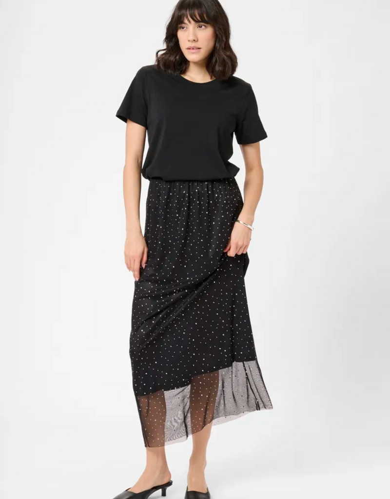 Kaffe Stinna Rhinestone Skirt in Black Deep