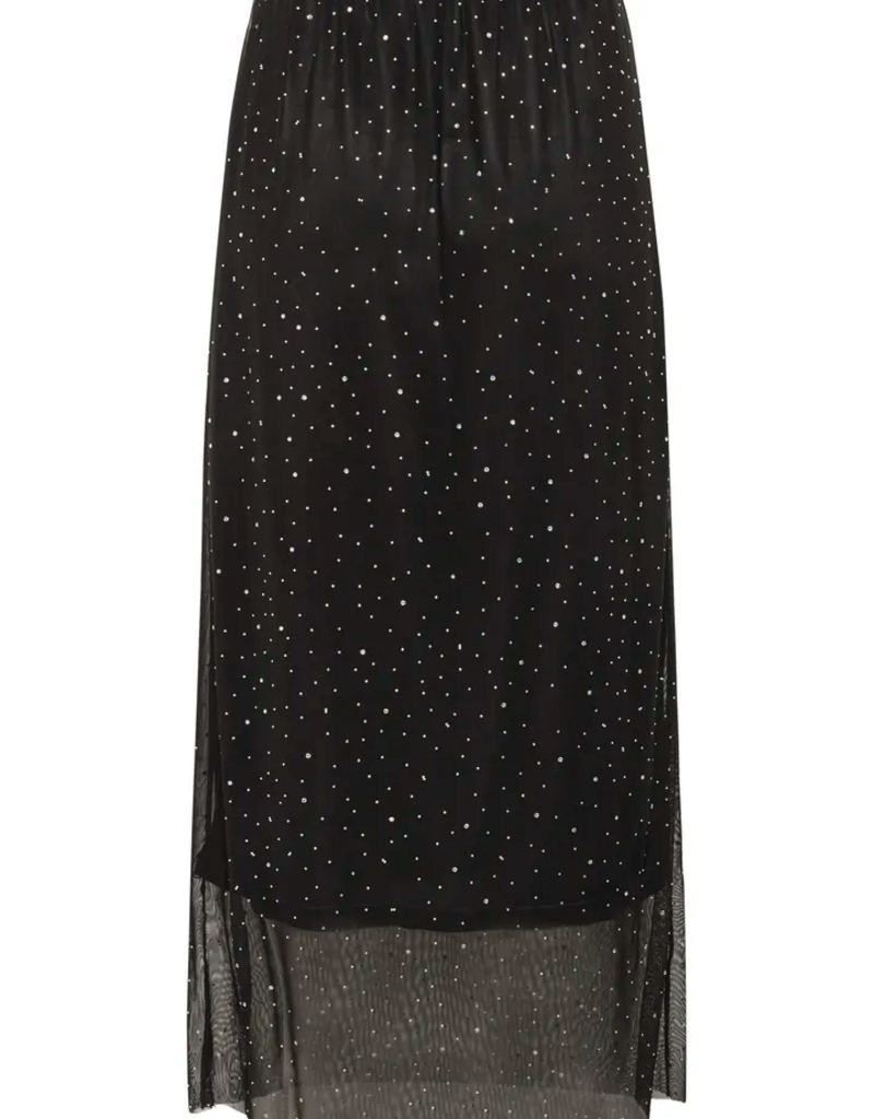 Kaffe Stinna Rhinestone Skirt in Black Deep