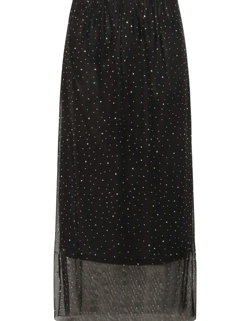 Kaffe Stinna Rhinestone Skirt in Black Deep