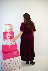 Angel Eye Dover Velvet Shimmer Dress in Burgundy