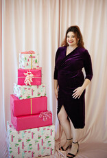 Angel Eye Astro Surplice Glitter Velvet Dress in Purple