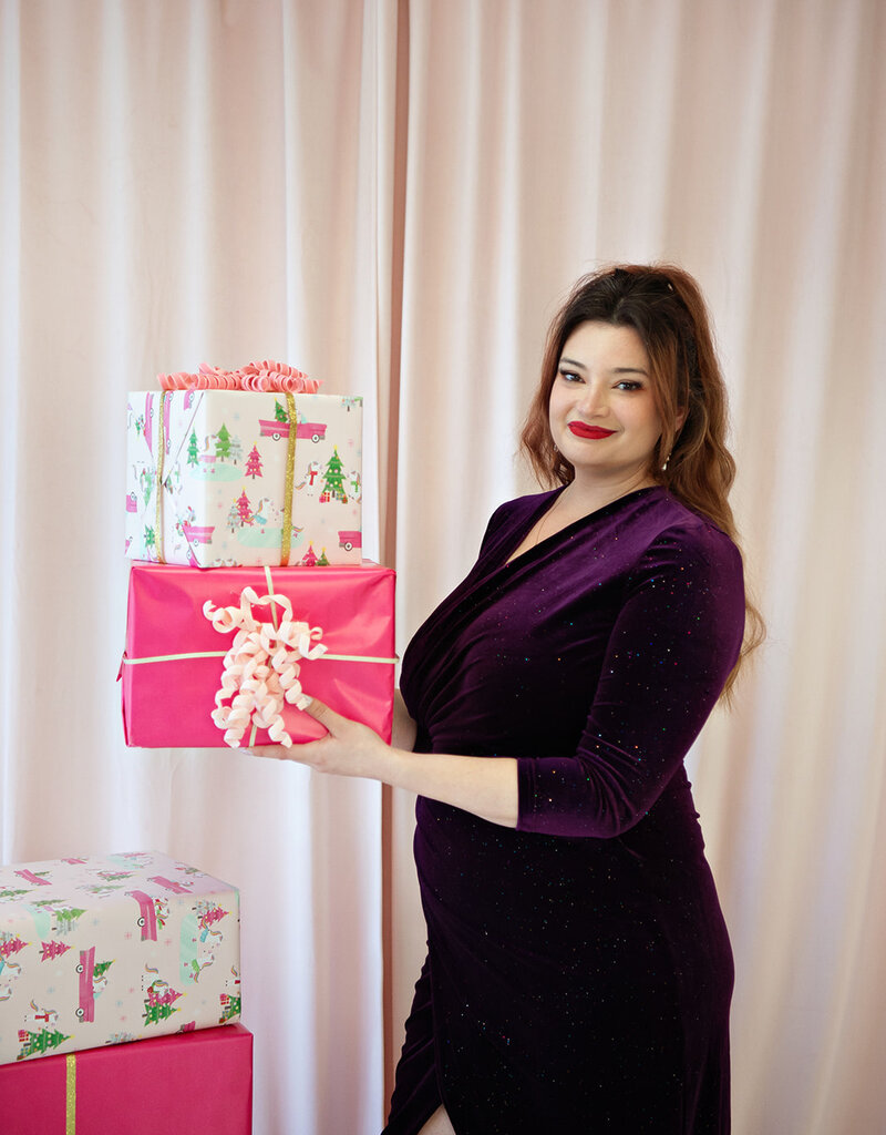 Angel Eye Astro Surplice Glitter Velvet Dress in Purple