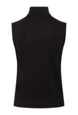 Kaffe Regina Sleeveless Roll Neck Sparkle Knit Top in Black Deep
