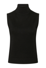 Kaffe Regina Sleeveless Roll Neck Sparkle Knit Top in Black Deep